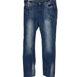 Women's Distressed Ripped Mid Rise Jeans Size 13